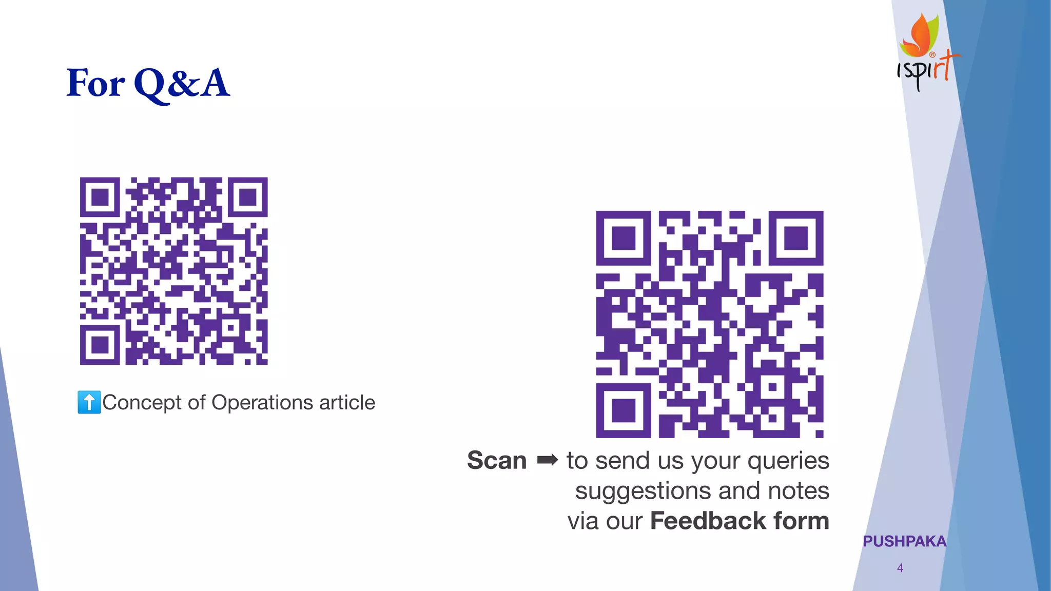 PUSHPAKA
For Q&A
⬆Concept of Operations article
Scan ➡ to send us your queries
suggestions and notes
via our Feedback form
4
 