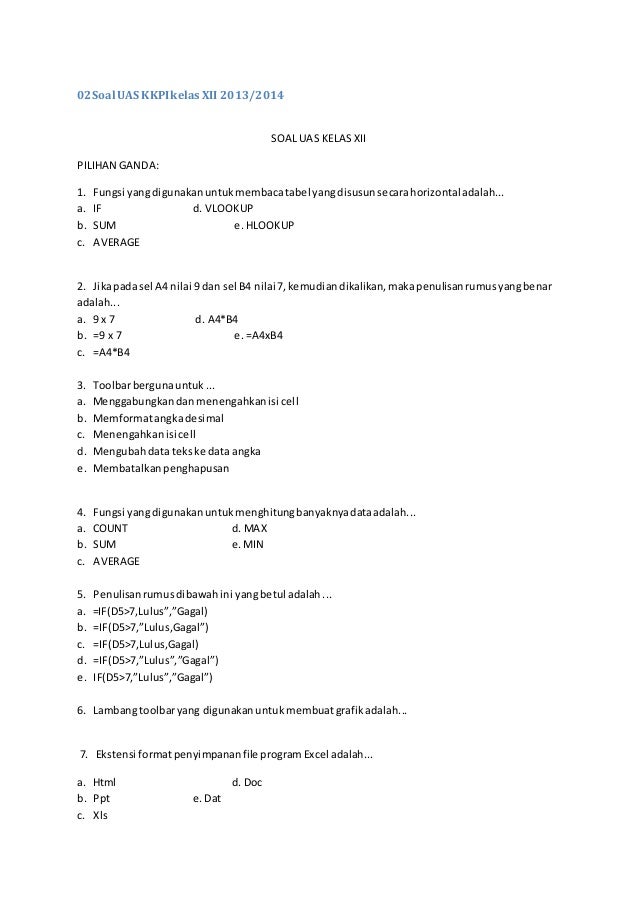 Soal Uas Kkpi Kelas Xii.doc Pendidik Siswa