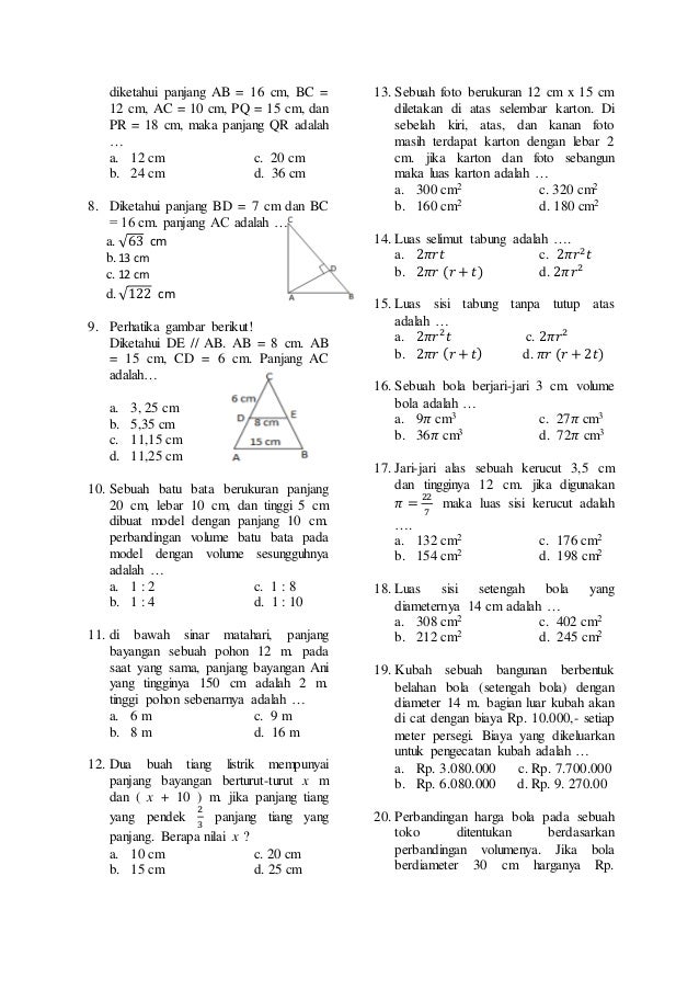 Soal Try Out Online Matematika Kelas 9