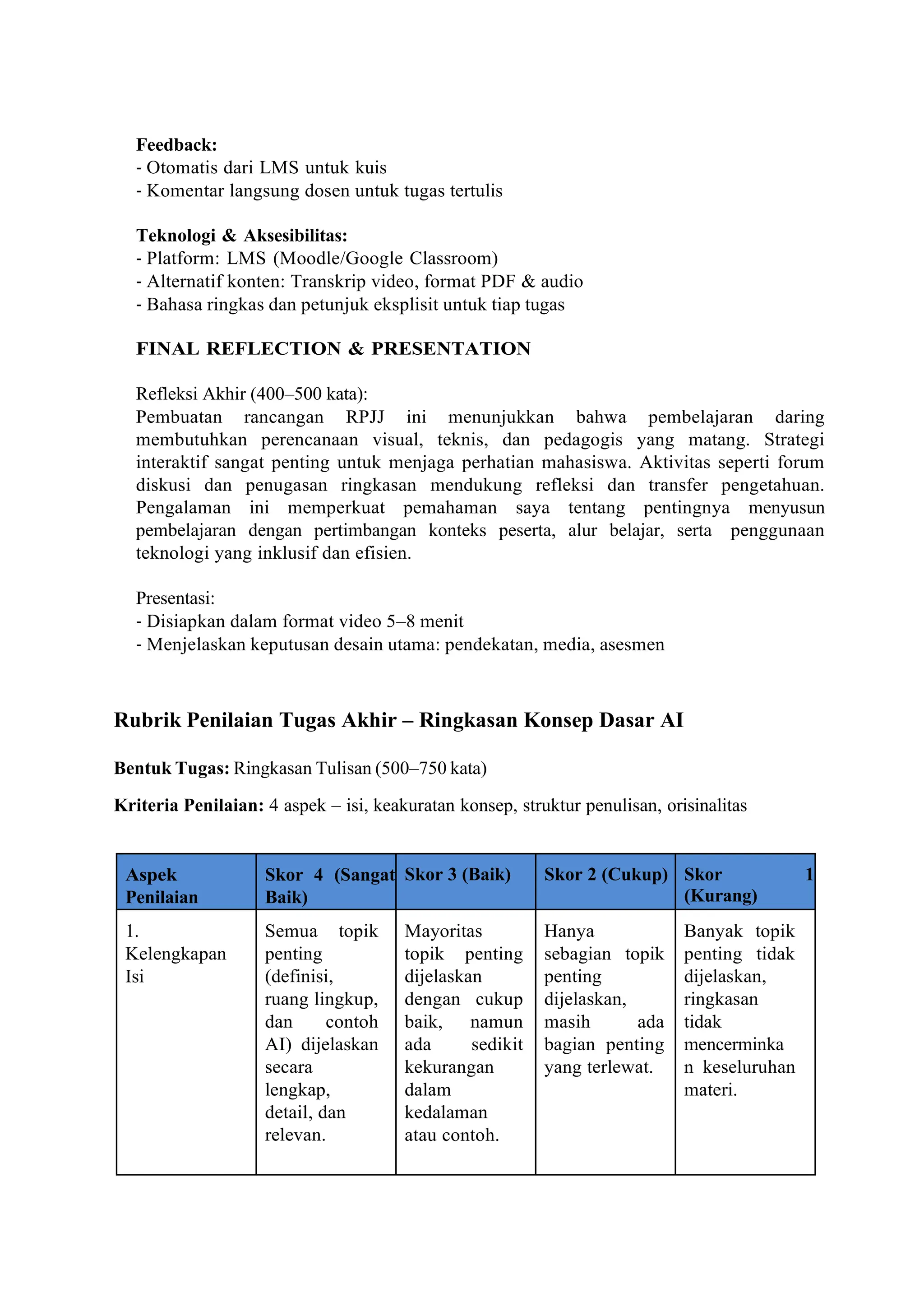 Contoh Rancangan Pembelajaran Jarak Jauh (PJJ) | PDF