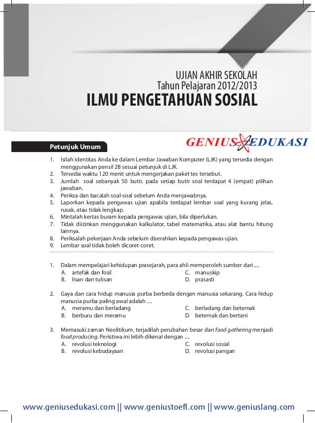 Download Soal Ujian Akhir Semester Uas Ips Smp 2012 2013