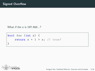 Undefined Behavior: Overview with Examples
