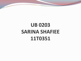 UB 0203
SARINA SHAFIEE
   11T0351
 
