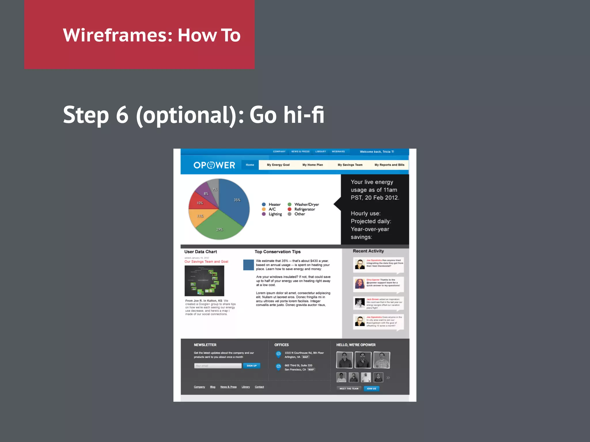 Wireframes: How To
Step 6 (optional): Go hi-ﬁ
!
 