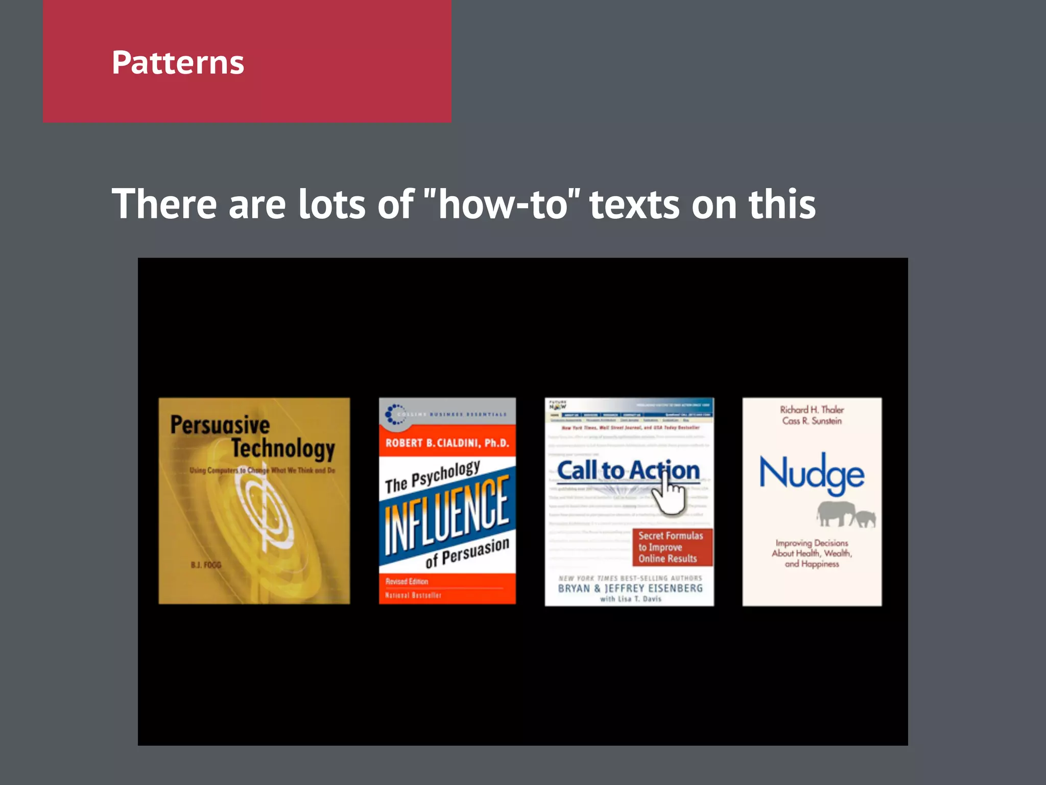 Patterns
There are lots of "how-to" texts on this
 