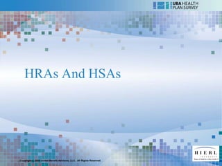 HRAs And HSAs




Copyright © 2009 United Benefit Advisors, LLC. All Rights Reserved.
 