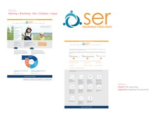 Cliente: SER segurança
Segmento: Seguraça Ocupacional
WWW.SERSEGURANCA.COM.BR
Naming + Branding+ Site + Cartazes + Jogos
 