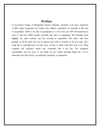 Ubaid ur rehman final internship report on NBP HR department | DOCX