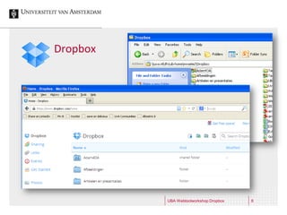 Dropbox




          UBA Webtoolworkshop Dropbox   8
 