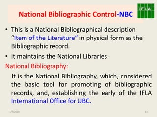 Universal Bibliographic Control and Universal Availability of ...