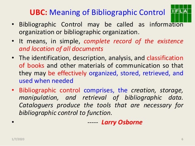 Universal Bibliographic Control And Universal Availability Of Publica