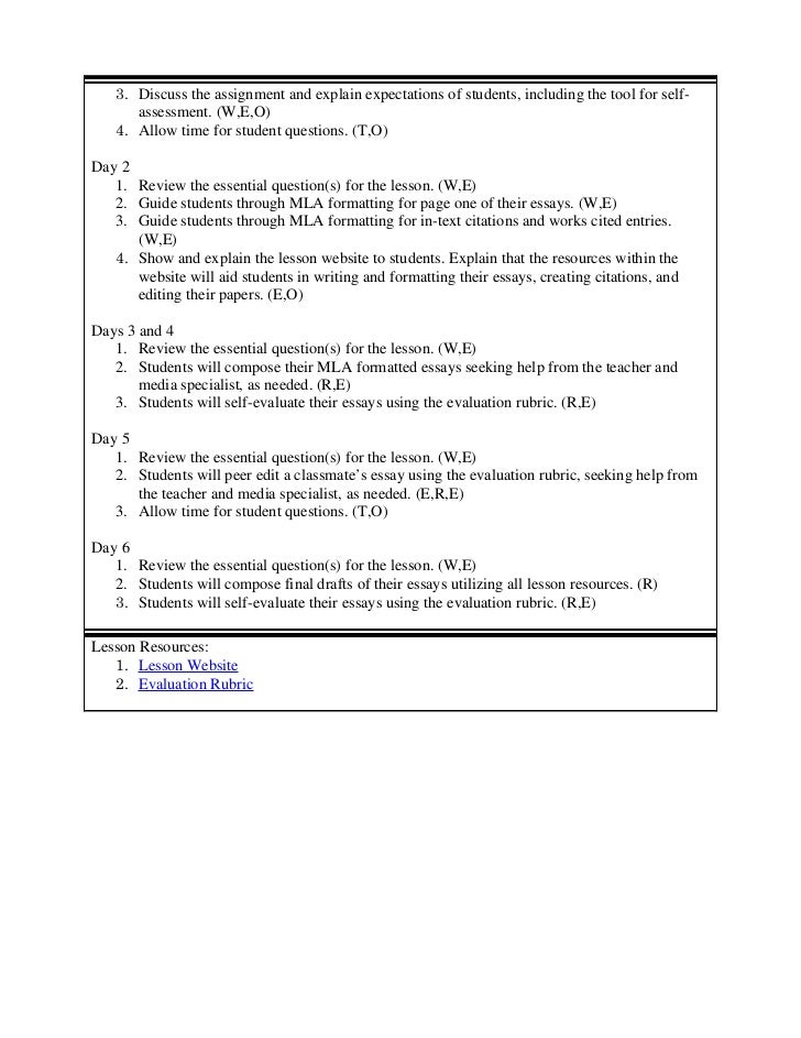 ubd plan instpartnertask teaching mla format lesson plan