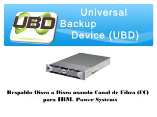 Universal
Backup
Device (UBD)

Respaldo Disco a Disco usando Canal de Fibra (FC)
para IBM Power Systems
®

 