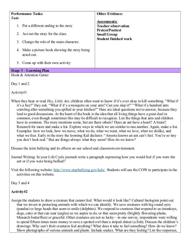 ubd template reading lesson plan