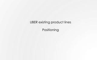 UBER existing product lines
Positioning
 