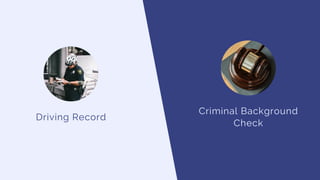 Driving Record
Criminal Background
Check
 