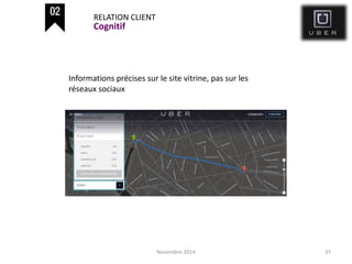 Novembre 2014 37
RELATION CLIENT
Cognitif
Informations précises sur le site vitrine, pas sur les
réseaux sociaux
 