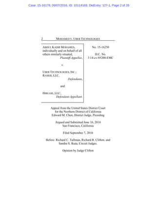 MOHAMED V. UBER TECHNOLOGIES2
ABDUL KADIR MOHAMED,
individually and on behalf of all
others similarly situated,
Plaintiff-...