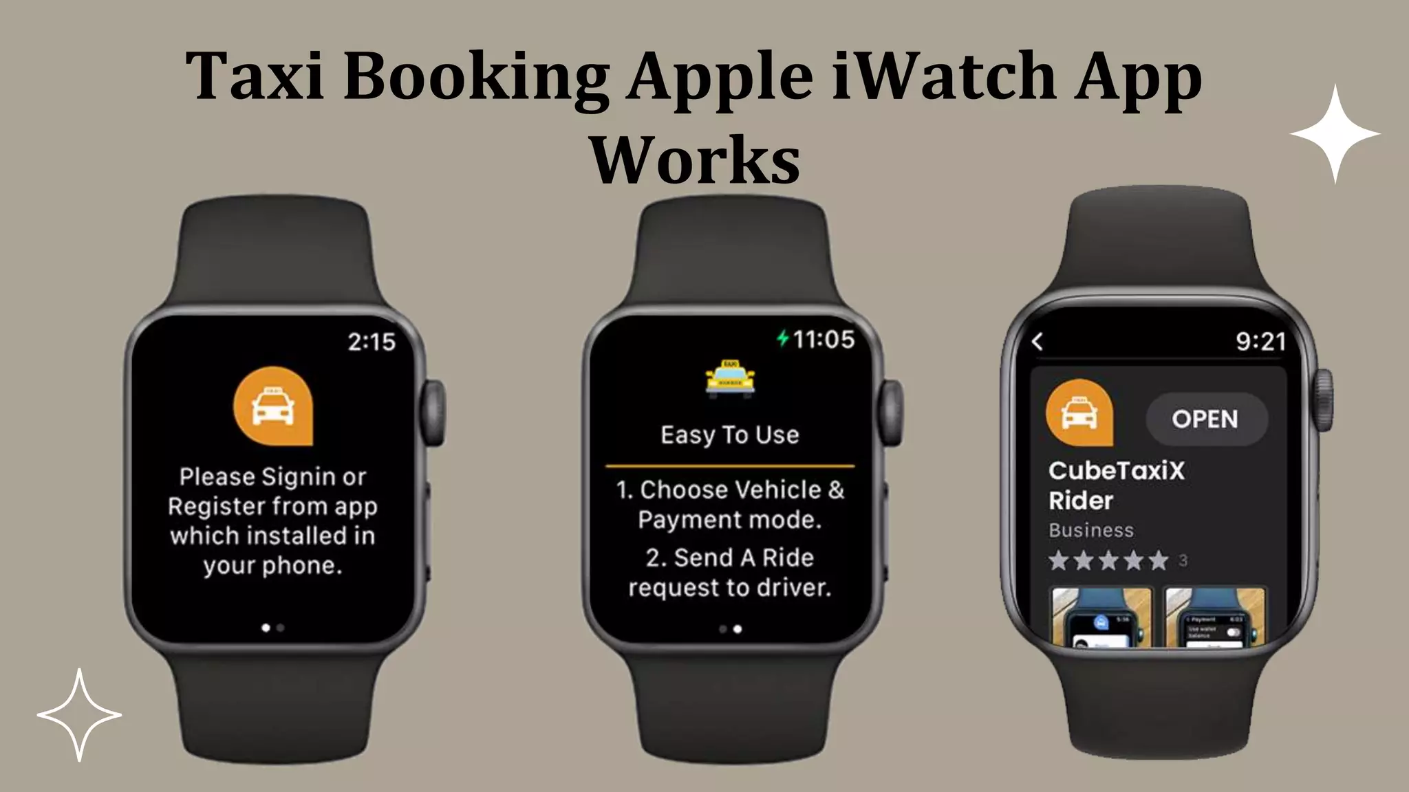 Taxi Booking Apple iWatch App
Works
 
