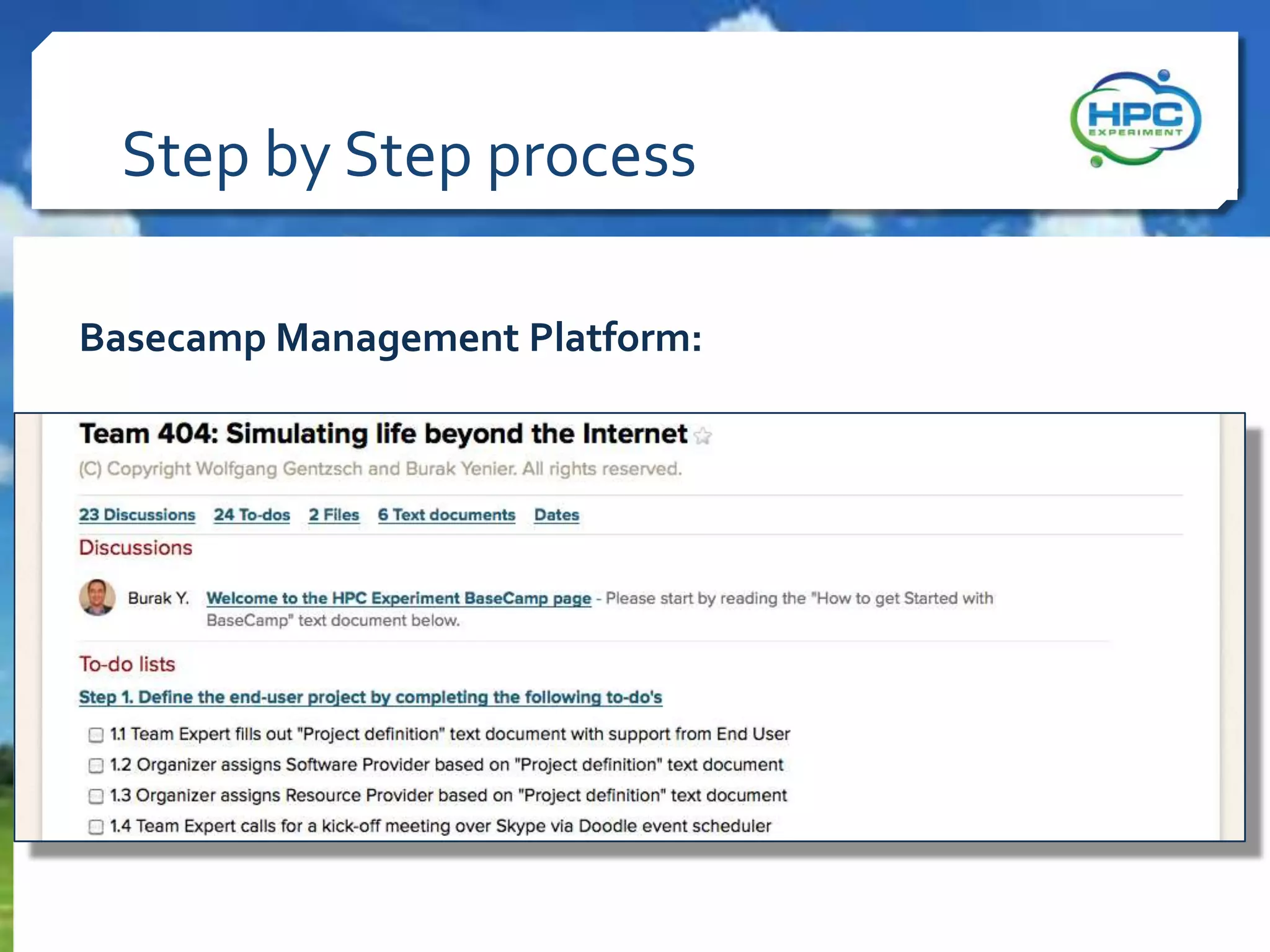Step by Step process
Basecamp Management Platform:
 
