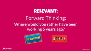 #UFculture
RELEVANT:
Forward Thinking:
Where would you rather have been
working 5 years ago?
 