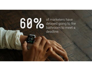 of marketers have
delayed going to the
bathroom to meet a
deadline.
60%
 