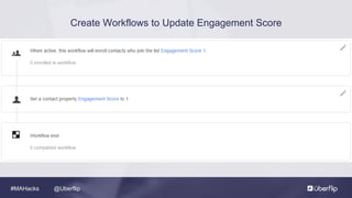 @Uberflip#MAHacks
Create Workflows to Update Engagement Score
 
