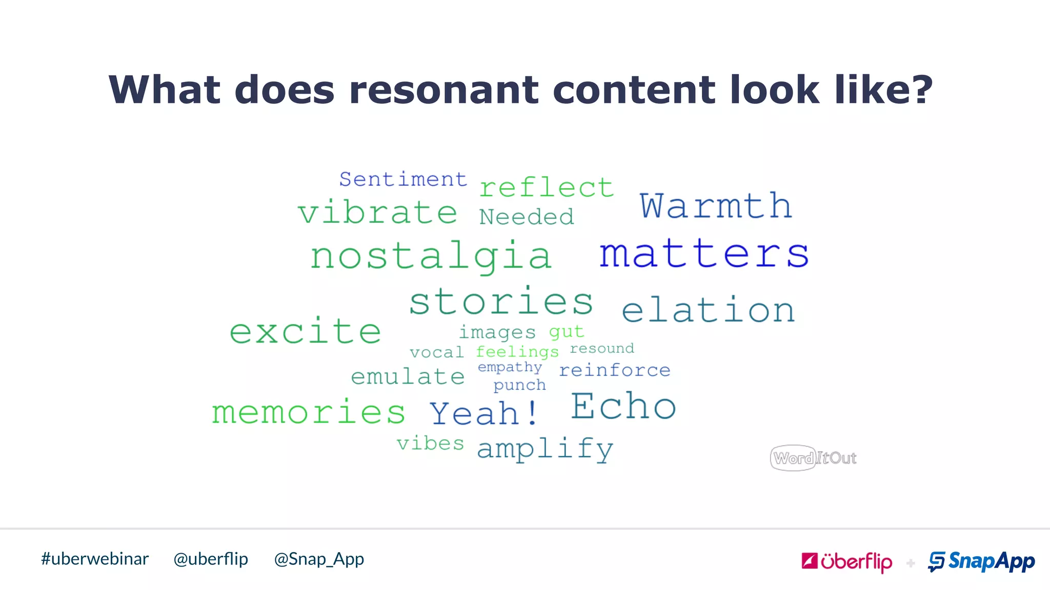 @uberﬂip @Snap_App#uberwebinar
What does resonant content look like?
 