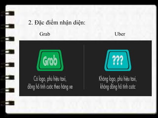 2. Đặc điểm nhận diện:
Grab Uber
 