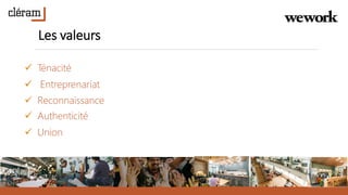 Les valeurs
 Ténacité
 Entreprenariat
 Reconnaissance
 Authenticité
 Union
 