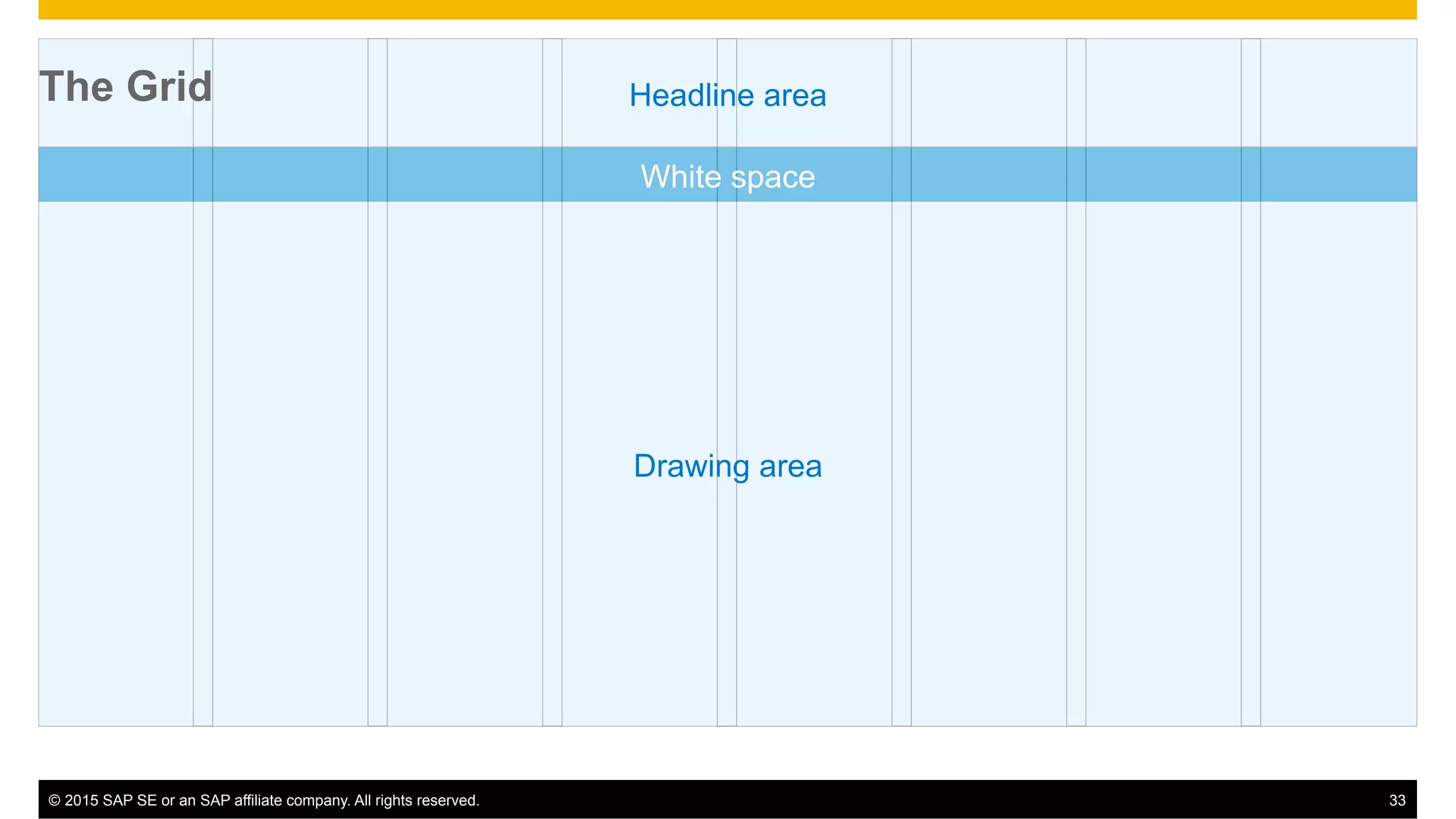 ©  2015 SAP SE or an SAP affiliate company. All rights reserved. 33
Drawing area
Headline area
White space
The Grid
 