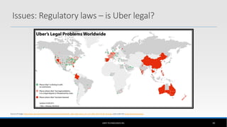 Issues: Regulatory laws – is Uber legal?
UBER TECHNOLOGIES INC. 45
Source of image: http://www.taxi-deutschland.net/images/presse/Infografik_Uber-legal-issues_EN_v12_RGB_2015-02-06_final.jpg, used under the CC BY-SA 4.0 Intl Licence
 