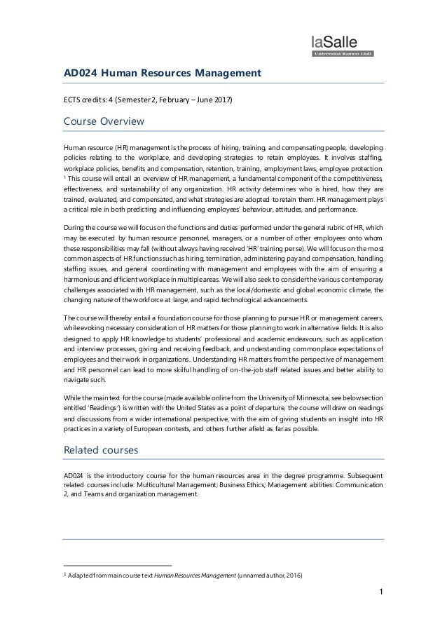 Human resource management syllabus image