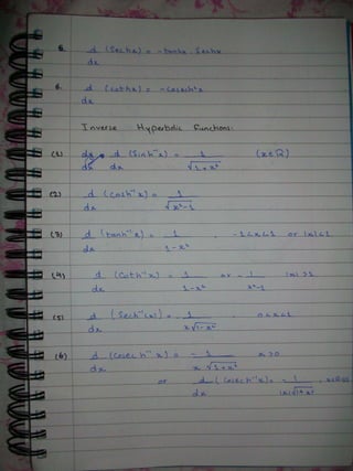 Derivative and Integeration Formulas