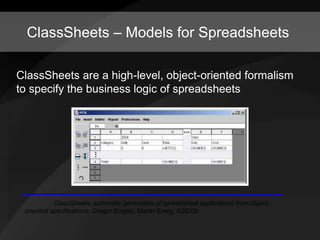 Model-driven Spreadsheets