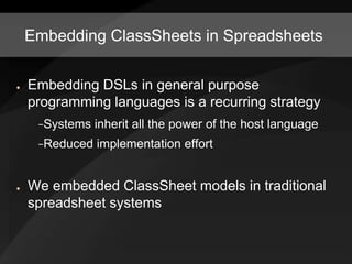 Model-driven Spreadsheets