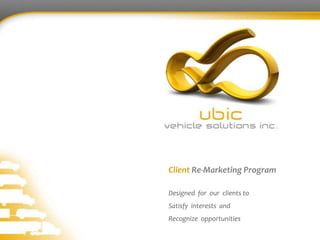 ClientRe-Marketing Program Designed  for  our  clients to Satisfy  interests  and  Recognize  opportunities 