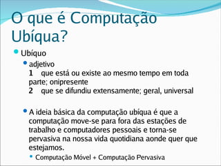 Computação Ubiqua e Verde