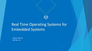 Real Time Operating Systems for
Embedded Systems
Aditya Vichare
Roll No. 36
 