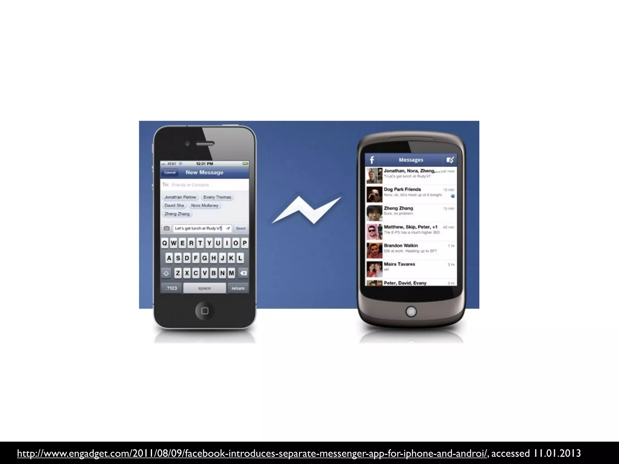 http://www.engadget.com/2011/08/09/facebook-introduces-separate-messenger-app-for-iphone-and-androi/, accessed 11.01.2013
 