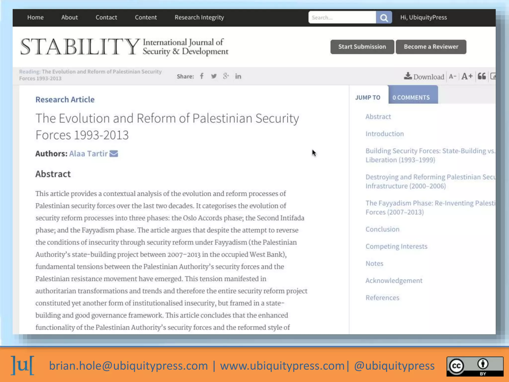 brian.hole@ubiquitypress.com | www.ubiquitypress.com| @ubiquitypress
 