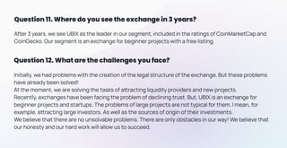 Question 11. Where do you see the exchange in 3 years?
Question 12. What are the challenges you face?


Initially, we had ...