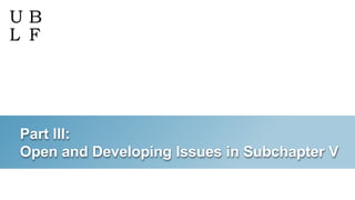 Part III:
Open and Developing Issues in Subchapter V
U B
L F
 