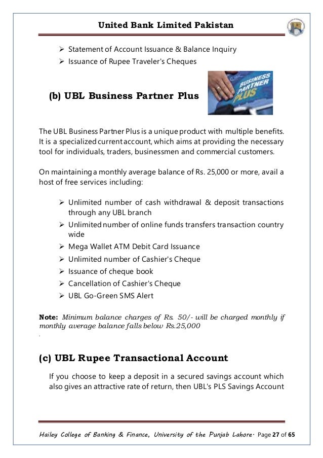 draft ubl bank lahore Ubl