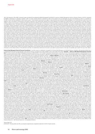 42	 Prices and earnings 2015
Appendix
UBS Chief Investment Office WM’s investment views are prepared and published by Wealth Management and Retail  Corporate or Wealth Management Americas, Business Divisions of UBS AG (regulated
by FINMA in Switzerland), its subsidiary or affiliate (“UBS”). In certain countries UBS AG is referred to as UBS SA. This material is for your information only and is not intended as an offer, or a solicitation of
an offer, to buy or sell any investment or other specific product. Certain services and products are subject to legal restrictions and cannot be offered worldwide on an unrestricted basis and/or may not be
eligible for sale to all investors. All information and opinions expressed in this material were obtained from sources believed to be reliable and in good faith, but no representation or warranty, express or
implied, is made as to its accuracy or completeness (other than disclosures relating to UBS). All information and opinions as well as any prices indicated are current as of the date of this report, and are subject
to change without notice. The market prices provided in performance charts and tables are closing prices on the respective principal stock exchange. The analysis contained herein is based on numerous
assumptions. Different assumptions could result in materially different results. Opinions expressed herein may differ or be contrary to those expressed by other business areas or divisions of UBS as a result of
using different assumptions and/or criteria. UBS and any of its directors or employees may be entitled at any time to hold long or short positions in investment instruments referred to herein, carry out trans-
actions involving relevant investment instruments in the capacity of principal or agent, or provide any other services or have officers, who serve as directors, either to/for the issuer, the investment instrument
itself or to/for any company commercially or financially affiliated to such issuers. At any time, investment decisions (including whether to buy, sell or hold securities) made by UBS and its employees may differ
from or be contrary to the opinions expressed in UBS research publications. Some investments may not be readily realizable since the market in the securities is illiquid and therefore valuing the investment
and identifying the risk to which you are exposed may be difficult to quantify. UBS relies on information barriers to control the flow of information contained in one or more areas within UBS, into other areas,
units, divisions or affiliates of UBS. Futures and options trading is considered risky. Past performance of an investment is no guarantee for its future performance. Additional information will be made available
upon request. Some investments may be subject to sudden and large falls in value and on realization you may receive back less than you invested or may be required to pay more. Changes in foreign exchange
rates may have an adverse effect on the price, value or income of an investment. The analyst(s) responsible for the preparation of this report may interact with trading desk personnel, sales personnel and
other constituencies for the purpose of gathering, synthesizing and interpreting market information. Tax treatment depends on the individual circumstances and may be subject to change in the future. UBS
does not provide legal or tax advice and makes no representations as to the tax treatment of assets or the investment returns thereon both in general or with reference to specific client’s circumstances and
needs. We are of necessity unable to take into account the particular investment objectives, financial situation and needs of our individual clients and we would recommend that you take financial and/or tax
advice as to the implications (including tax) of investing in any of the products mentioned herein. This material may not be reproduced or copies circulated without prior authority of UBS. UBS expressly pro-
hibits the distribution and transfer of this material to third parties for any reason. UBS accepts no liability whatsoever for any claims or lawsuits from any third parties arising from the use or distribution of this
material. This report is for distribution only under such circumstances as may be permitted by applicable law. In developing the Chief Investment Office (CIO) economic forecasts, CIO economists worked in
collaboration with economists employed by UBS Investment Research. Forecasts and estimates are current only as of the date of this publication and may change without notice. For information on the ways
in which UBS CIO WM manages conflicts and maintains independence of its investment views and publication offering, and research and rating methodologies, please visit www.ubs.com/research. Additional
information on the relevant authors of this publication and other CIO publication(s) referenced in this report; and copies of any past reports on this topic; are available upon request from your client advisor.
External Asset Managers/External Financial Consultants: In case this research or publication is provided to an External Asset Manager or an External Financial Consultant, UBS expressly prohibits that it
is redistributed by the External Asset Manager or the External Financial Consultant and is made available to their clients and/or third parties. Australia: 1) Clients of UBS Wealth Management Australia
Ltd: This notice is issued by UBS Wealth Management Australia Ltd ABN 50 005 311 937 (Holder of Australian Financial Services Licence No. 231127): This Document is general in nature and does not con-
stitute personal financial product advice. The Document does not take into account any person’s objectives, financial situation or needs, and a recipient should obtain advice from an independent financial
adviser and consider any relevant offer or disclosure document prior to making any investment decisions. 2) Clients of UBS AG: This notice is issued by UBS AG ABN 47 088 129 613 (Holder of Australian
Financial Services Licence No 231087): This Document is issued and distributed by UBS AG. This is the case despite anything to the contrary in the Document. The Document is intended for use only by
“Wholesale Clients” as defined in section 761G (“Wholesale Clients”) of the Corporations Act 2001 (Cth) (“Corporations Act”). In no circumstances may the Document be made available by UBS AG to a
“Retail Client” as defined in section 761G of the Corporations Act. UBS AG’s research services are only available to Wholesale Clients. The Document is general information only and does not take into account
any person’s investment objectives, financial and taxation situation or particular needs. Bahamas: This publication is distributed to private clients of UBS (Bahamas) Ltd and is not intended for distribution to
persons designated as a Bahamian citizen or resident under the Bahamas Exchange Control Regulations. Bahrain: UBS AG is a Swiss bank not licensed, supervised or regulated in Bahrain by the Central Bank
of Bahrain and does not undertake banking or investment business activities in Bahrain. Therefore, Clients have no protection under local banking and investment services laws and regulations. Belgium: This
publication is not intended to constitute a public offering or a comparable solicitation under Belgian law, but might be made available for information purposes to clients of UBS Belgium, branch of UBS
(Luxembourg) SA, registered with the National Bank of Belgian and authorized by the “Financial Services and Markets Authority”, to which this publication has not been submitted for approval. Brazil:
Prepared by UBS Brasil Administradora de Valores Mobiliários Ltda, entity regulated by Comissão de Valores Mobiliários (“CVM”) Canada: In Canada, this publication is distributed to clients of UBS Wealth
Management Canada by UBS Investment Management Canada Inc. Dubai: Research is issued by UBS AG Dubai Branch within the DIFC, is intended for professional clients only and is not for onward distri-
bution within the United Arab Emirates. France: This publication is distributed by UBS (France) S.A., French “société anonyme” with share capital of € 125.726.944, 69, boulevard Haussmann F-75008 Paris,
R.C.S. Paris B 421 255 670, to its clients and prospects. UBS (France) S.A. is a provider of investment services duly authorized according to the terms of the “Code Monétaire et Financier”, regulated by French
banking and financial authorities as the “Autorité de Contrôle Prudentiel et de Résolution.” Germany: The issuer under German Law is UBS Deutschland AG, Bockenheimer Landstrasse 2–4, 60306 Frankfurt
am Main. UBS Deutschland AG is authorized and regulated by the “Bundesanstalt für Finanzdienstleistungsaufsicht”. Hong Kong: This publication is distributed to clients of UBS AG Hong Kong Branch by
UBS AG Hong Kong Branch, a licensed bank under the Hong Kong Banking Ordinance and a registered institution under the Securities and Futures Ordinance. India: Distributed by UBS Securities India Private
Ltd. 2/F, 2 North Avenue, Maker Maxity, Bandra Kurla Complex, Bandra (East), Mumbai (India) 400051. Phone: +912261556000. SEBI Registration Numbers: NSE (Capital Market Segment): INB230951431,
NSE (FO Segment) INF230951431, BSE (Capital Market Segment) INB010951437. Indonesia: This research or publication is not intended and not prepared for purposes of public offering of securities under
the Indonesian Capital Market Law and its implementing regulations. Securities mentioned in this material have not been, and will not be, registered under the Indonesian Capital Market Law and Regulations.
Israel: UBS AG is registered as a Foreign Dealer in cooperation with UBS Wealth Management Israel Ltd, a wholly owned UBS subsidiary. UBS Wealth Management Israel Ltd is a licensed Portfolio Manager
which engages also in Investment Marketing and is regulated by the Israel Securities Authority. This publication shall not replace any investment advice and/or investment marketing provided by a relevant
licensee which is adjusted to your personal needs. Italy: This publication is distributed to the clients of UBS (Italia) S.p.A., via del vecchio politecnico 3, Milano, an Italian bank duly authorized by Bank of Italy
to the provision of financial services and supervised by “Consob” and Bank of Italy. UBS Italia has not participated in the production of the publication and of the research on investments and financial anal-
ysis herein contained. Jersey: UBS AG, Jersey Branch, is regulated and authorized by the Jersey Financial Services Commission for the conduct of banking, funds and investment business. Luxembourg: This
publication is not intended to constitute a public offer under Luxembourg law, but might be made available for information purposes to clients of UBS (Luxembourg) S.A., 33A avenue J.F. Kennedy, L-1855
Luxembourg, R.C.S. Luxembourg B 11142, a regulated bank under the supervision of the “Commission de Surveillance du Secteur Financier” (CSSF), to which this publication has not been submitted for
approval. Mexico: This document has been distributed by UBS Asesores México, S.A. de C.V., a company which is not part of UBS Grupo Financiero, S.A. de C.V. or of any other Mexican financial group and
whose obligations are not guaranteed by any third party. UBS Asesores México, S.A. de C.V. does not guarantee any yield whatsoever. Netherlands: This publication is not intended to constitute a public
offering or a comparable solicitation under Dutch law, but might be made available for information purposes to clients of UBS Bank (Netherlands) B.V., a regulated bank under the supervision of “De
Nederlansche Bank” (DNB) and “Autoriteit Financiële Markten” (AFM), to which this publication has not been submitted for approval. New Zealand: This notice is distributed to clients of UBS Wealth
Management Australia Limited ABN 50 005 311 937 (Holder of Australian Financial Services Licence No. 231127), Chifley Tower, 2 Chifley Square, Sydney, New South Wales, NSW 2000, by UBS Wealth
Management Australia Ltd. You are being provided with this UBS publication or material because you have indicated to UBS that you are a client certified as a wholesale investor and/or an eligible investor
(“Certified Client”) located in New Zealand. This publication or material is not intended for clients who are not Certified Clients (“Non-Certified Clients”), and if you are a Non-Certified Client you must not
rely on this publication or material. If despite this warning you nevertheless rely on this publication or material, you hereby (i) acknowledge that you may not rely on the content of this publication or material
and that any recommendations or opinions in this publication or material are not made or provided to you, and (ii) to the maximum extent permitted by law (a) indemnify UBS and its associates or related
entities (and their respective directors, officers, agents and advisers (each a “Relevant Person”) for any loss, damage, liability or claim any of them may incur or suffer as a result of, or in connection with, your
unauthorised reliance on this publication or material and (b) waive any rights or remedies you may have against any Relevant Person for (or in respect of) any loss, damage, liability or claim you may incur or
suffer as a result of, or in connection with, your unauthorised reliance on this publication or material. Saudi Arabia: This publication has been approved by UBS Saudi Arabia (a subsidiary of UBS AG), a Saudi
Arabian closed joint stock company incorporated in the Kingdom of Saudi Arabia under commercial register number 1010257812 having its registered office at Tatweer Towers, P.O. Box 75724, Riyadh 11588,
Kingdom of Saudi Arabia. UBS Saudi Arabia is authorized and regulated by the Capital Market Authority of Saudi Arabia. Singapore: Please contact UBS AG Singapore branch, an exempt financial adviser
under the Singapore Financial Advisers Act (Cap. 110) and a wholesale bank licensed under the Singapore Banking Act (Cap. 19) regulated by the Monetary Authority of Singapore, in respect of any matters
arising from, or in connection with, the analysis or report. Spain: This publication is distributed to clients of UBS Bank, S.A. by UBS Bank, S.A., a bank registered with the Bank of Spain. Taiwan: This material
is provided in accordance with laws of Taiwan, in agreement with or at the request of clients. UAE: This research report is not intended to constitute an offer, sale or delivery of shares or other securities under
the laws of the United Arab Emirates (UAE). The contents of this report have not been and will not be approved by any authority in the United Arab Emirates including the UAE Central Bank or Dubai Financial
Authorities, the Emirates Securities and Commodities Authority, the Dubai Financial Market, the Abu Dhabi Securities market or any other UAE exchange. UK: Approved by UBS AG, authorised and regulated
by the Financial Market Supervisory Authority in Switzerland. In the United Kingdom, UBS AG is authorised by the Prudential Regulation Authority and subject to regulation by the Financial Conduct Authority
and limited regulation by the Prudential Regulation Authority. Details about the extent of our regulation by the Prudential Regulation Authority are available from us on request. A member of the London
Stock Exchange. This publication is distributed to private clients of UBS London in the UK. Where products or services are provided from outside the UK, they will not be covered by the UK regulatory regime
or the Financial Services Compensation Scheme. USA: This document is not intended for distribution into the US and/or to US persons. UBS Securities LLC is a subsidiary of UBS AG and an affiliate of UBS
Financial Services Inc., UBS Financial Services Inc. is a subsidiary of UBS AG.
Version May 2015.
© UBS 2015. The key symbol and UBS are among the registered and unregistered trademarks of UBS. All rights reserved.
 