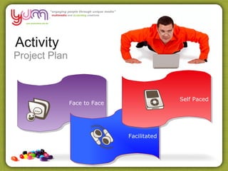 Activity
Project Plan



                                            Self Paced
               Face to Face




                              Facilitated
 