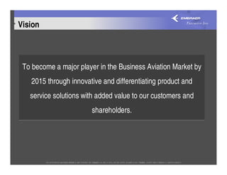 Vision



 To become a major player in the Business Aviation Market by
   2015 through innovative and differentiating product and
   service solutions with added value to our customers and
                       shareholders.
 