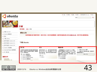 2009/12/16   Ubuntu v.s. Windows由自由軟體重新出發   43
 