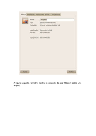 A figura seguinte, também mostra o conteúdo da aba "Básico" sobre um 
arquivo 
 