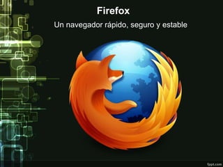 Firefox 
Un navegador rápido, seguro y estable 
 